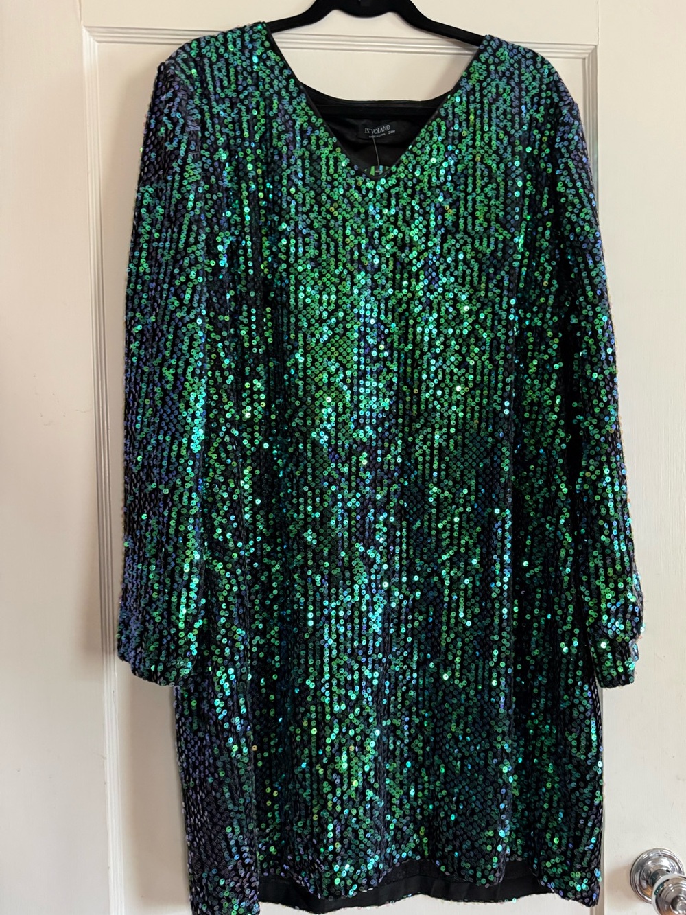 Involand EUC Sequin Shift Dress - Green/Blue 24W